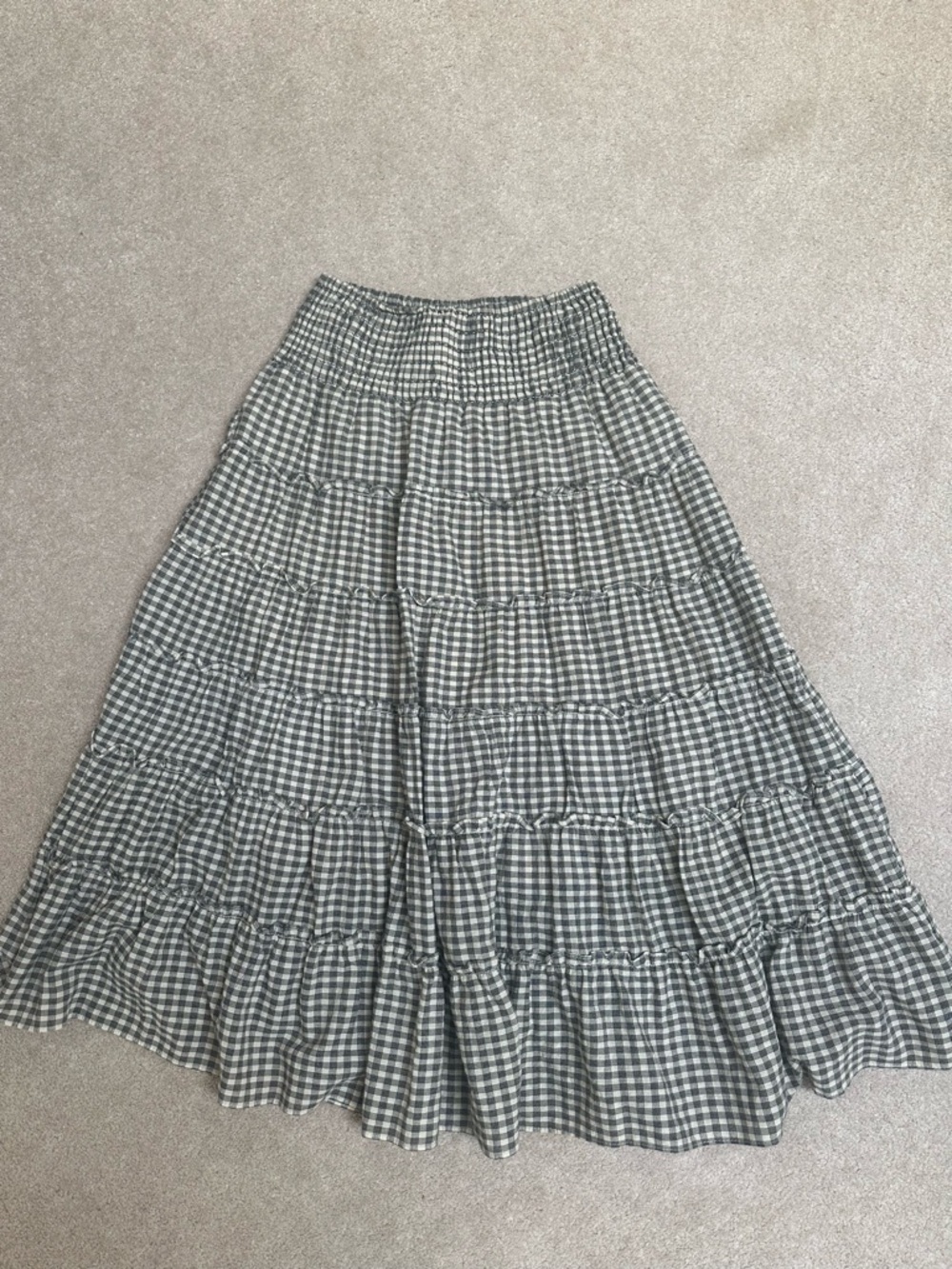 Max Studio Black and White Gingham A-Line Maxi Skirt